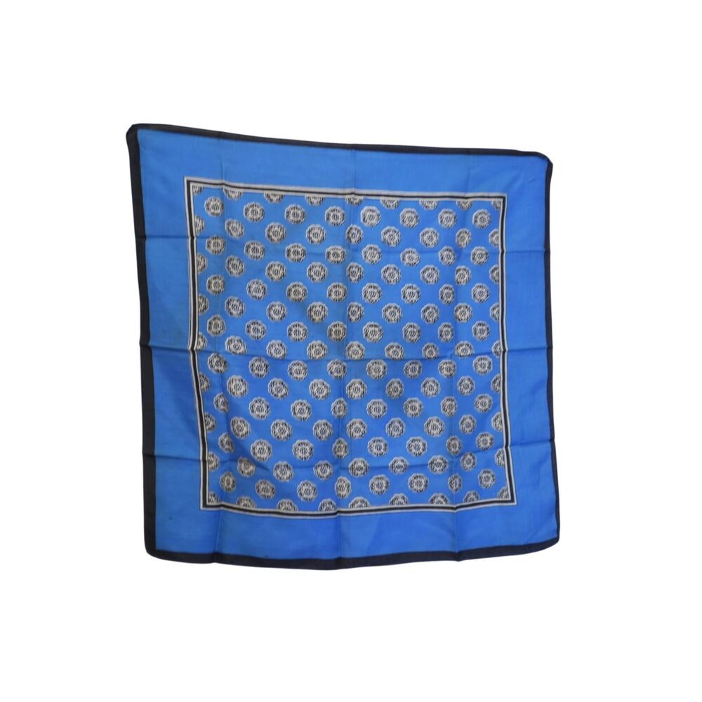 Vintage Baar & Beards Inc Blue Pure Silk Scarf 24x24 Floral Medallion 80s-90's